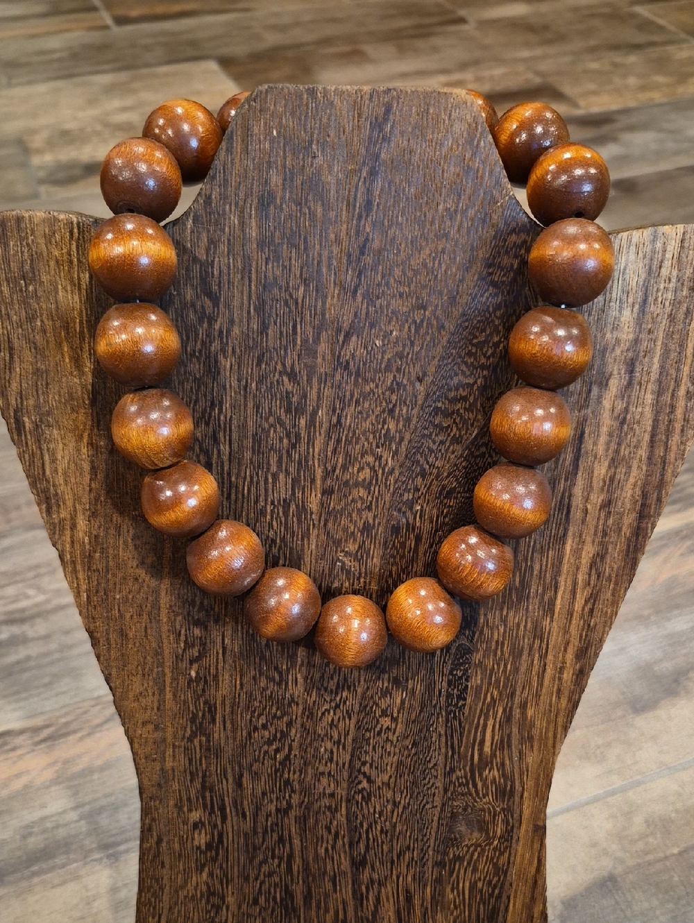 Handcrafted Brown Wooden Bead Necklace